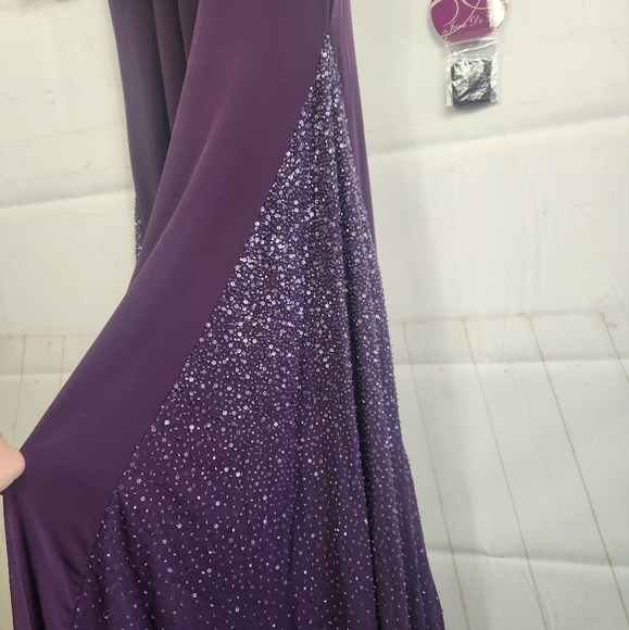 Alyce Long Sleeve Hand Beaded Mother of The Bride Formal Dress Gown Eggplant 8 - Picture 7 of 16